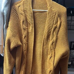 Cozy Mustard Cable Knit Sweater